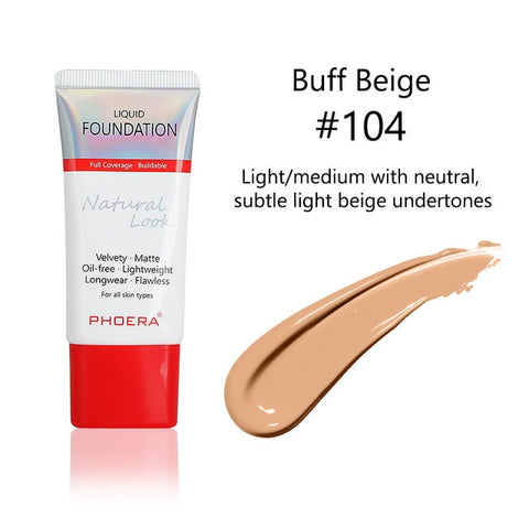 PHOERA 30ml Perfect beauty foundation soft matte base long wear oil Control concealer liquid base cream for woman makeup TSLM1